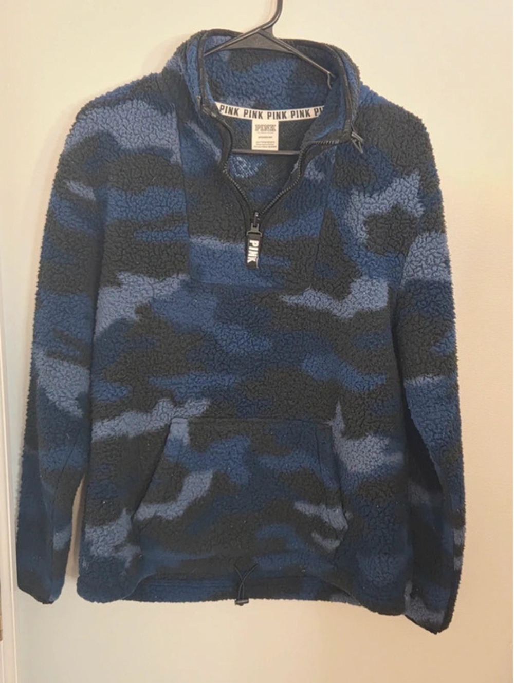Pink Sherpa Blue Camo Quarter Zip